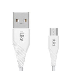 iLike ICM01 Vastupidav TPE USB Micro USB Universaalne Laadija ja Andmekaabel 1m Valge hind ja info | Mobiiltelefonide kaablid | kaup24.ee