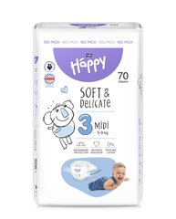 Подгузники Bella Baby Happy Midi 3 5-9кг, 70 шт - удобство и сухость для малыша. цена и информация | Подгузники | kaup24.ee