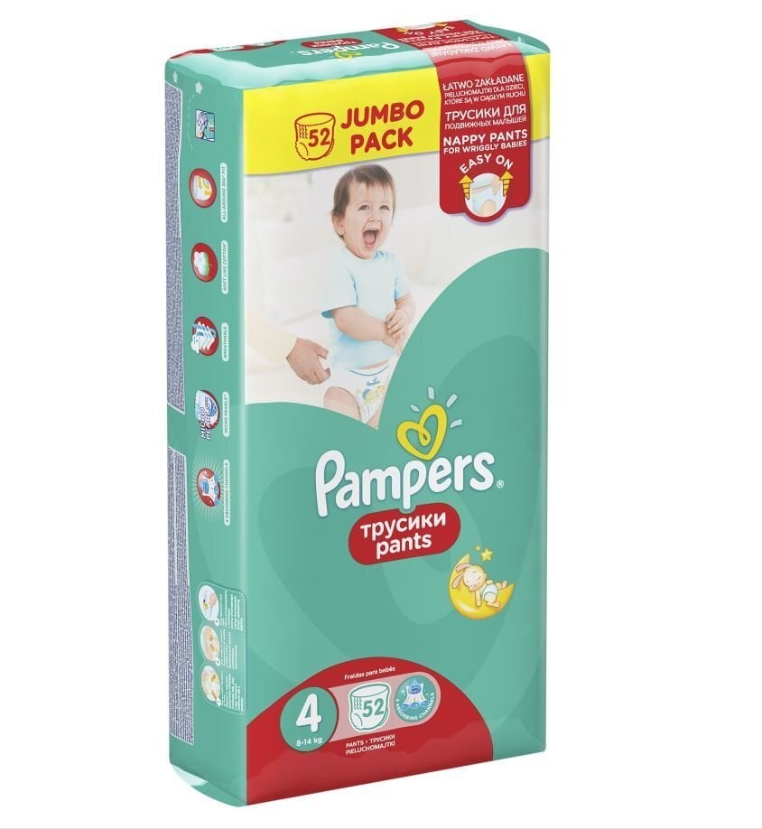 Mähkmed Pampers Pants, 4 suurus, 9-15 kg, 52 tk цена и информация | Mähkmed | kaup24.ee