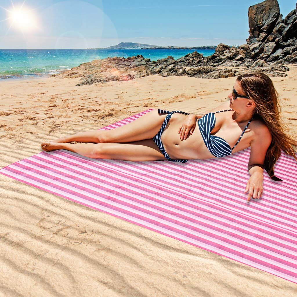 Adeluxe Waterproof Beach matt rannapiknikutekk 200x200cm roosa AquaLuxe hind ja info | Täispuhutavad veemänguasjad ja ujumistarbed | kaup24.ee