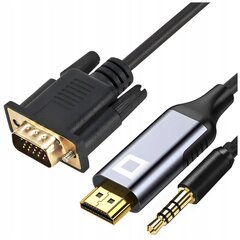 CO2 КАБЕЛЬ VGA - HDMI АДАПТЕР ПЕРЕХОДНИК АУДИО FULL HD 60HZ 2M цена и информация | Аксессуары для видеокамер | kaup24.ee