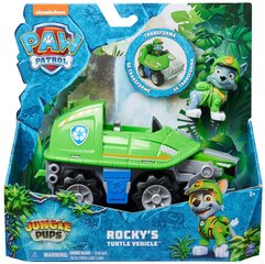 Paw Patrol Jungle Pups mänguauto Rocky figuuriga hind ja info | Poiste mänguasjad | kaup24.ee