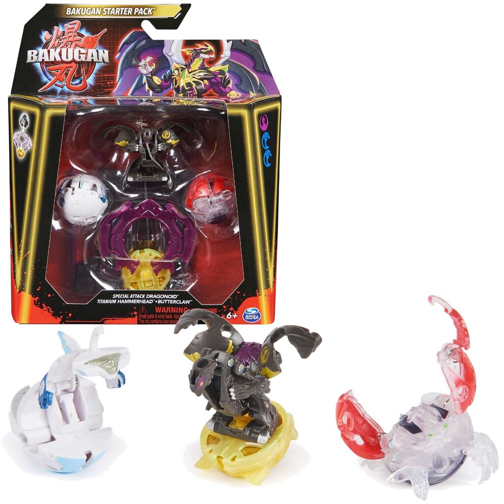 Komplekt Bakugan Starter Pack strateegia mängu 3 figuuri Special Attack Dragonoid цена и информация | Poiste mänguasjad | kaup24.ee