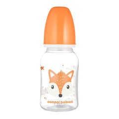 Kitsa kaelaga pudel Canpol Cute Animals 120ml, oranž (11/851) цена и информация | Бутылочки и аксессуары | kaup24.ee