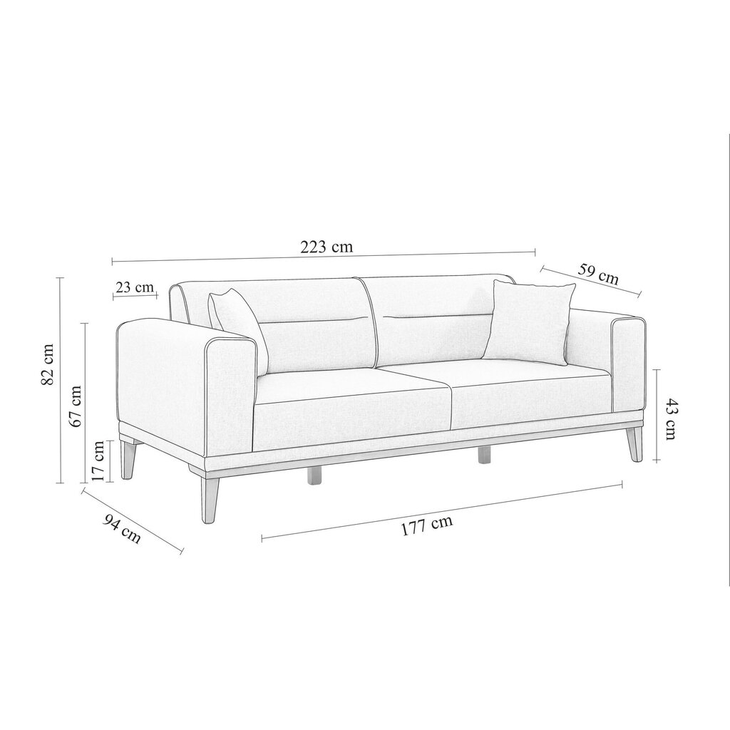 2-osaline pehme mööbli komplekt Liones-TKM1-1053, hall цена и информация | Pehme mööbli komplektid  | kaup24.ee