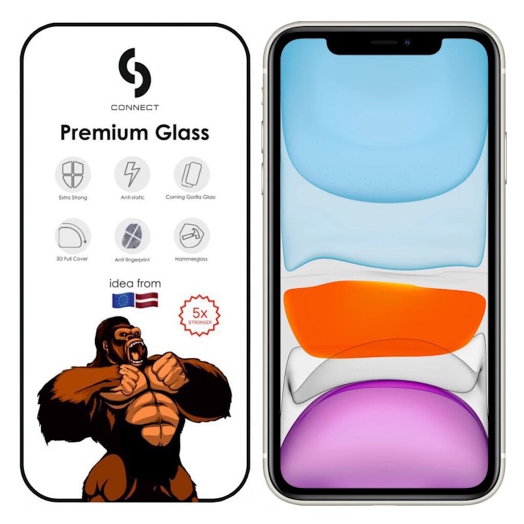 Ühendage Corning Gorilla Ultra Strong 3D klaas Apple iPhone 11 / XR цена и информация | Ekraani kaitsekiled | kaup24.ee