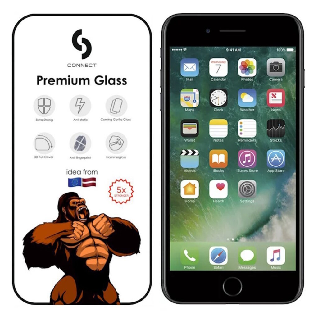 Connect Corning Gorilla Ultra Strong 3D klaas Apple iPhone 7/8 / SE 2020 / SE 2022 цена и информация | Ekraani kaitsekiled | kaup24.ee