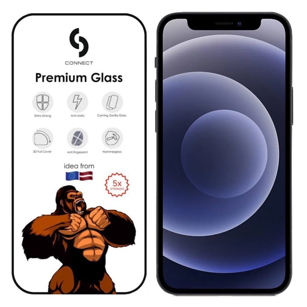 Connect Corning Gorilla Ultra Strong 3D klaas Apple iPhone 12 / 12 Pro цена и информация | Ekraani kaitsekiled | kaup24.ee