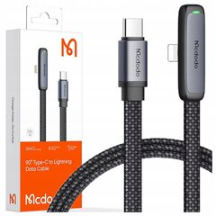 MCDODO УГЛОВОЙ КАБЕЛЬ USB-C LIGHTNING ПЛОСКИЙ 36W ДЛЯ IPHONE 12 13 14 ЧЕРНЫЙ 1М цена и информация | Кабели для телефонов | kaup24.ee