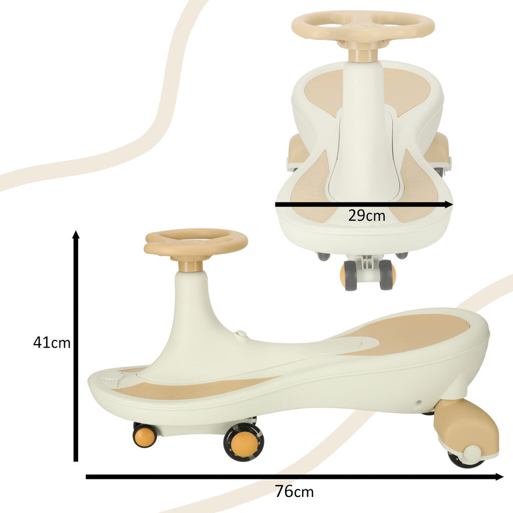 Gravitatsiooniga Vuoristorata valgustatud LED rattad koos mängiva muusikaga 76cm kuldne ja valge värv max. 120 kg KidsPro hind ja info | Jalgrattad | kaup24.ee