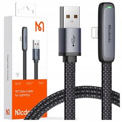 MCDODO УГОЛ USB LIGHTNING ПЛОСКИЙ КАБЕЛЬ 36W ДЛЯ IPHONE 12 13 14 ЧЕРНЫЙ 1 М цена и информация | Зарядные устройства для телефонов | kaup24.ee