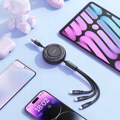 MCDODO 3 В 1 ВЫДВИЖНОЙ КАБЕЛЬ USB БЫСТРАЯ ЗАРЯДКА USB-C LIGHTNING MICRO 66W цена и информация | Кабели для телефонов | kaup24.ee