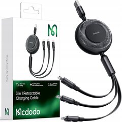 MCDODO 3IN1 SISSETÕMMATAV USB-KAABEL KIIRE LAADIMINE USB-C LIGHTNING MICRO 66W hind ja info | Mobiiltelefonide kaablid | kaup24.ee