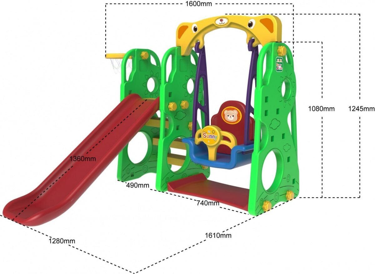 Slide Swing Basketball 3in1 roheline hind ja info | Liumäed, Pikleri kolmnurgad | kaup24.ee