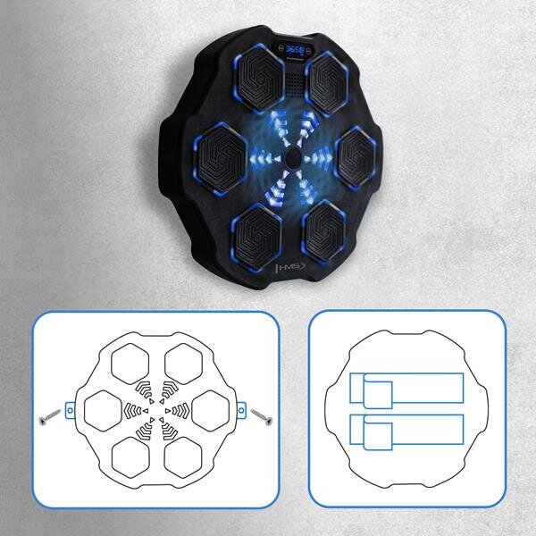 Elektrooniline bluetooth poks muusika ja kinnastega HMS TB02, must цена и информация | Muud sporditarbed | kaup24.ee