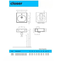 Geberit Closer vannitoa ovaalne kraanikauss 50 cm hind ja info | Kraanikausid, valamud | kaup24.ee