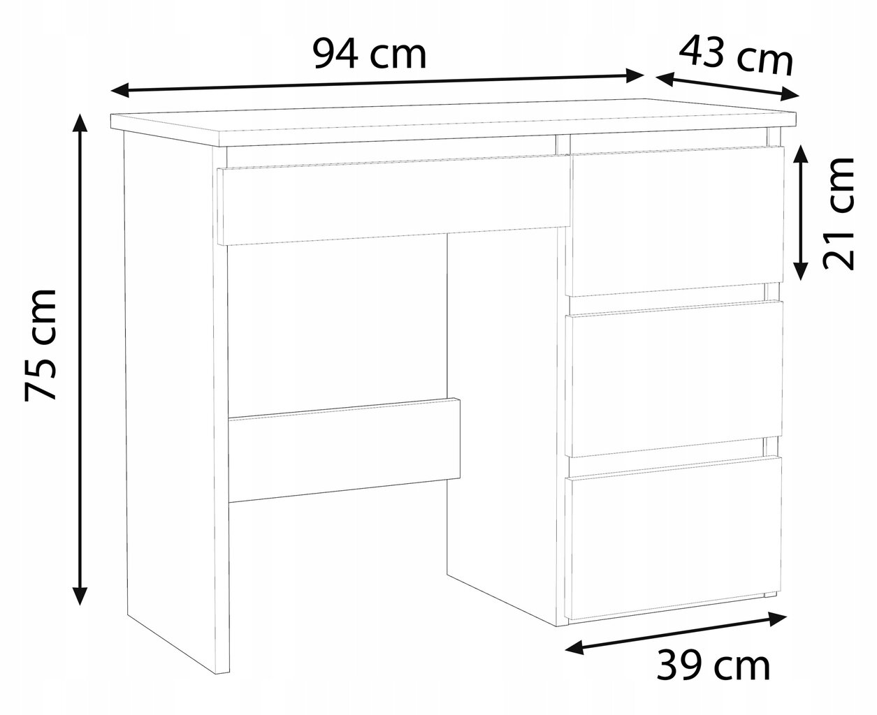 Kirjutuslaud Martigo Plus Beta 3, 94 x 43 x 75 cm, valge цена и информация | Arvutilauad, kirjutuslauad | kaup24.ee