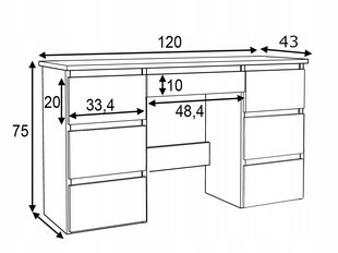 Письменный стол Martigo Plus, 120 x 43 x 75 см, белый цена и информация | Компьютерные, письменные столы | kaup24.ee