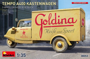 Liimitav mudel MiniArt 38053 Tempo A400 Kastenwagen 3-Wheel Delivery Box Truck 1/35 hind ja info | Liimitavad mudelid | kaup24.ee