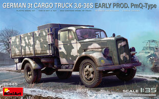 Liimitav mudel MiniArt 35445 German 3t Cargo Truck 3.6-36S Early Prod. PmQ-Type 1/35 цена и информация | Склеиваемые модели | kaup24.ee