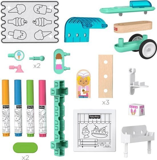 Loominguline komplekt Wonder Makers jäätisekäru Fisher Price, GLY26, 15 d цена и информация | Arendavad mänguasjad | kaup24.ee