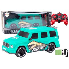 Remote Controlled RC Car with Dinosaur, 1:10 Scale, Green hind ja info | Poiste mänguasjad | kaup24.ee