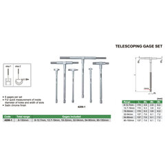 Комплект телескопических датчиков Insize (6 шт), 8-150мм цена и информация | Механические инструменты | kaup24.ee