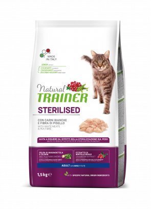 Kuivtoit Trainer Natural Cat WH MEAT steriliseeritud kassidele valge lihaga 1,5kg цена и информация | Kuivtoit kassidele | kaup24.ee