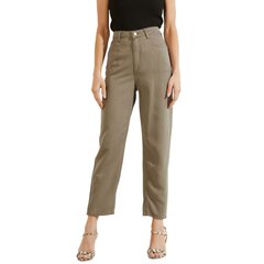 Naiste Guess Eco High-Rise Straight Leg khaki värvi püksid цена и информация | Женские брюки | kaup24.ee