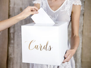 Коробочка свадебных пожеланий Cards gold 24x24x24cm цена и информация | Праздничные декорации | kaup24.ee