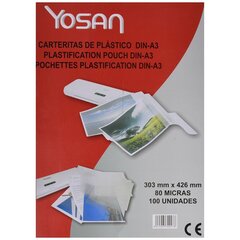 Laminating Pouches Yosan Прозрачный A3 (100 штук) цена и информация | Канцелярские товары | kaup24.ee