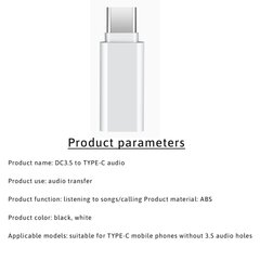 iLike AX6 USB-C (Type-C) папа на 3.5мм аудио гнездо AUX белый (OEM) цена и информация | Кабели и провода | kaup24.ee