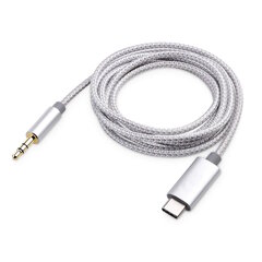 iLike AX2 Прочный плетеный USB-C (Type-C) к 3.5 мм стерео аудио AUX кабель 1м серебряный (OEM) цена и информация | Кабели и провода | kaup24.ee