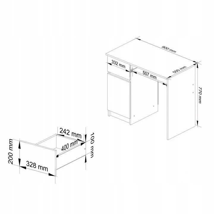 Kirjutuslaud Akord, 90 x 50 x 77 cm, pruun/valge hind ja info | Arvutilauad, kirjutuslauad | kaup24.ee