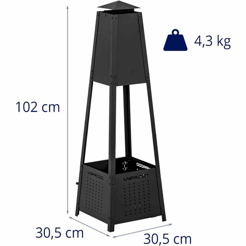 Terrassi aias asuv kamin, Uniprodo UNI_FP_120, 30 cm. x 30 cm. x 100 cm. hind ja info | Ühendusprofiilid | kaup24.ee