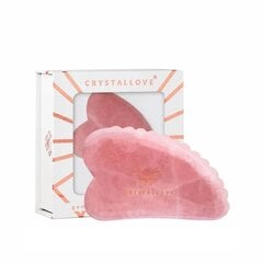 CRYSTALLOVE 3D gua sha näomassaaži taldrik roosast kvartsist цена и информация | Массажеры для лица, инструменты для чистки лица | kaup24.ee