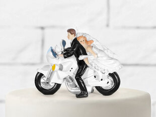 Tordikaunistus Newly-weds on a Motorcycle 11,5 cm (1 karp/30 tk) цена и информация | Праздничная одноразовая посуда | kaup24.ee