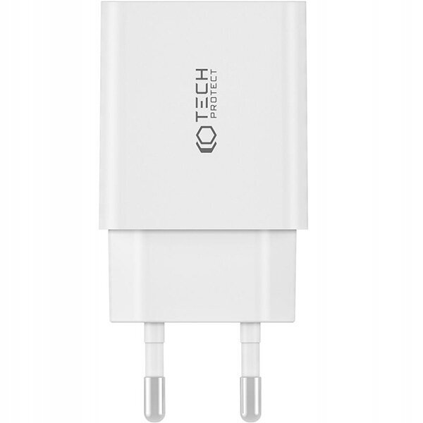 Laadija Tech-Protect C35W 2-PORT Network PD 35W USB-C valge цена и информация | Mobiiltelefonide laadijad | kaup24.ee