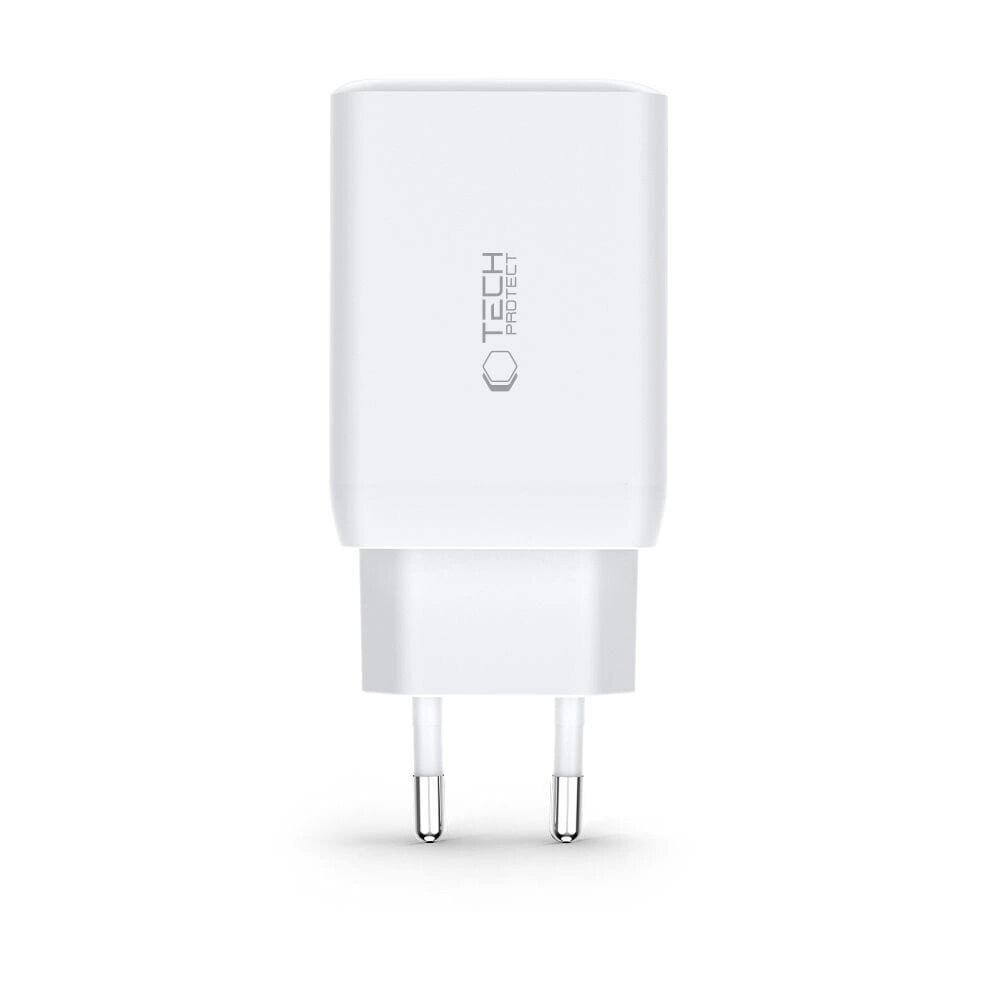 Võrgulaadija Tech-Protect C65W 3-PORT Network 65W USB-C PD valge hind ja info | Mobiiltelefonide laadijad | kaup24.ee