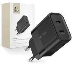 Võrgulaadija Tech-Protect C20W 2-PORT Network PD 20W USB-C must hind ja info | Mobiiltelefonide laadijad | kaup24.ee