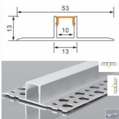 Встраиваемый алюминиевый профиль для светодиодной ленты 3 метра, серебристого цвета. цена и информация | Светодиодные ленты | kaup24.ee