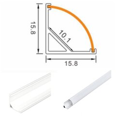 Угловой алюминиевый профиль для светодиодной ленты 3 метра, 15.8мм-15.8мм белого цвета. цена и информация | Светодиодные ленты | kaup24.ee