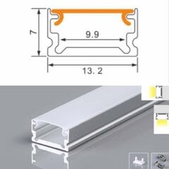 Накладной U-образный алюминиевый профиль для светодиодной ленты 3 метра, 9.9мм-13.2мм-7мм серебристого цвета. цена и информация | Светодиодные ленты | kaup24.ee