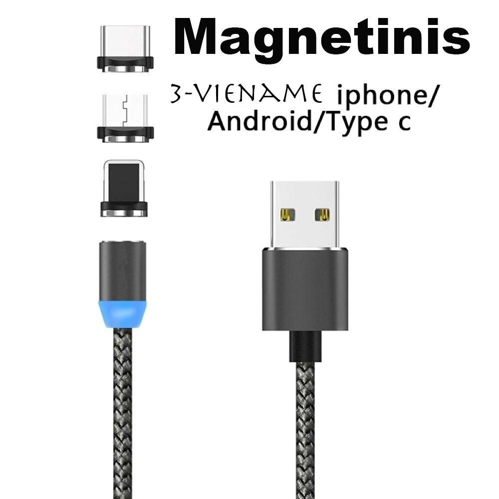 Magnetiline usb laadimiskaabel, 3in1 hind ja info | Mobiiltelefonide kaablid | kaup24.ee