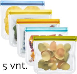 Silikoonist sügavkülma kotid, 5 tk. цена и информация | Посуда для хранения еды | kaup24.ee