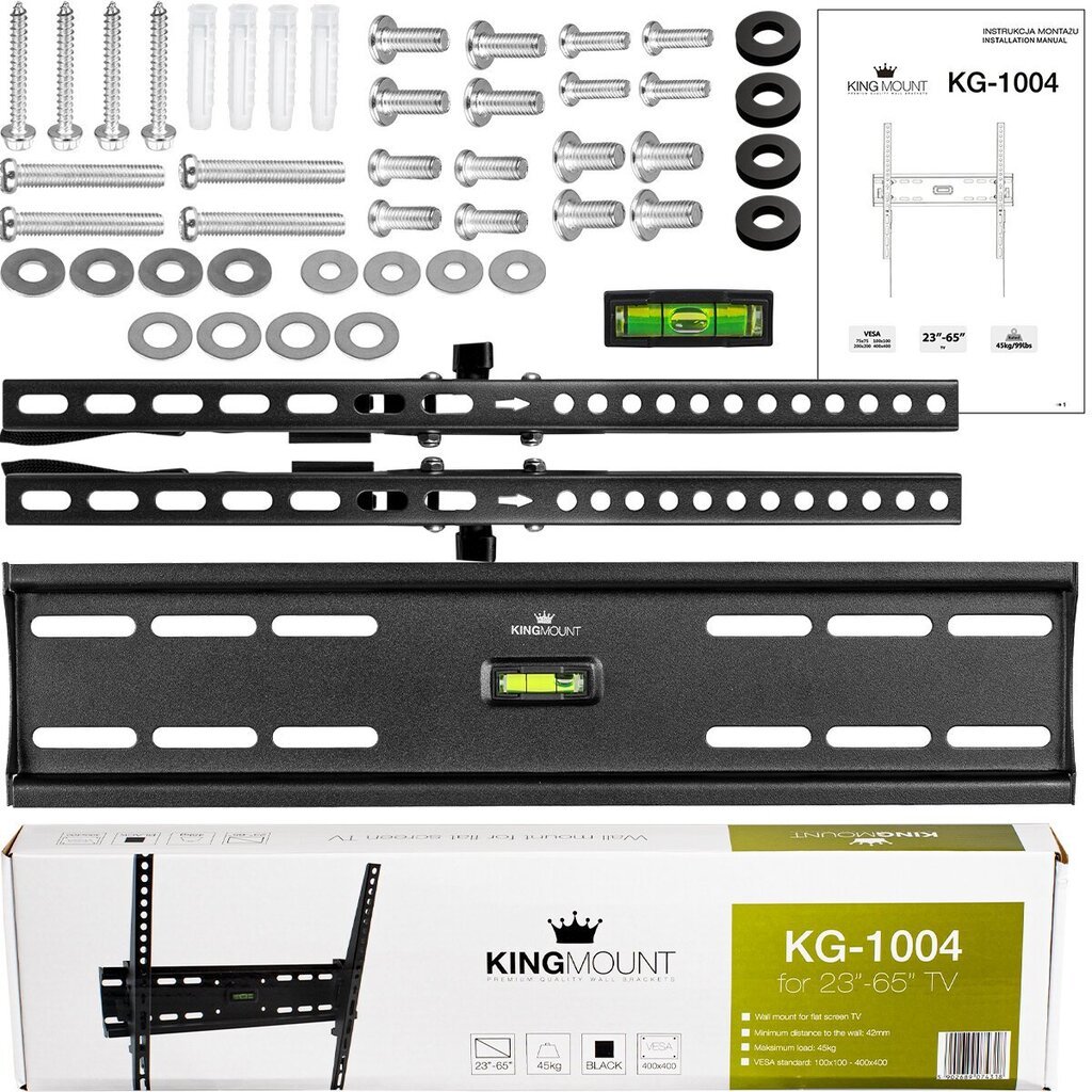 Kallutatav seinakinnitus 23"-65" LCD telerile KG-1004 King Mount hind ja info | Teleri seinakinnitused ja hoidjad | kaup24.ee