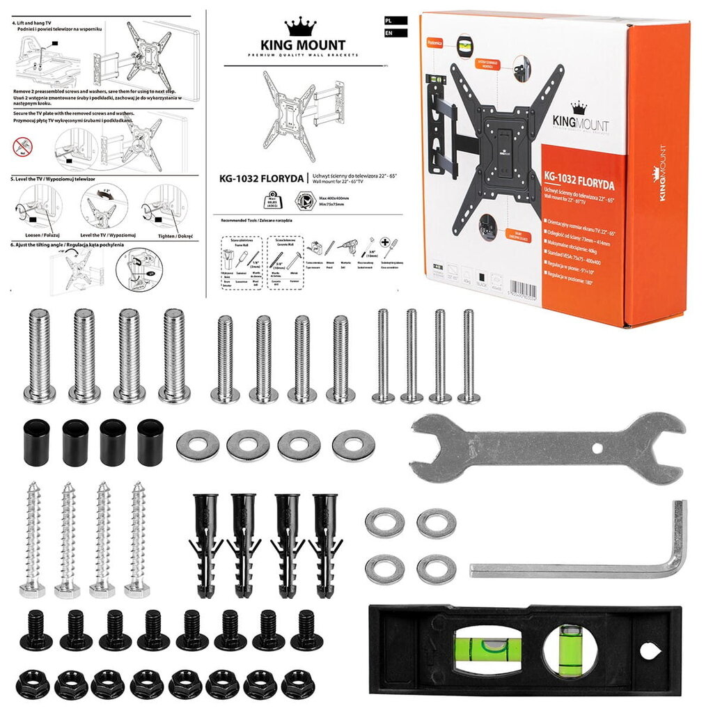 Telerihoidik 22-65" 400x400 KG-1032 Florida KING MOUNT цена и информация | Teleri seinakinnitused ja hoidjad | kaup24.ee