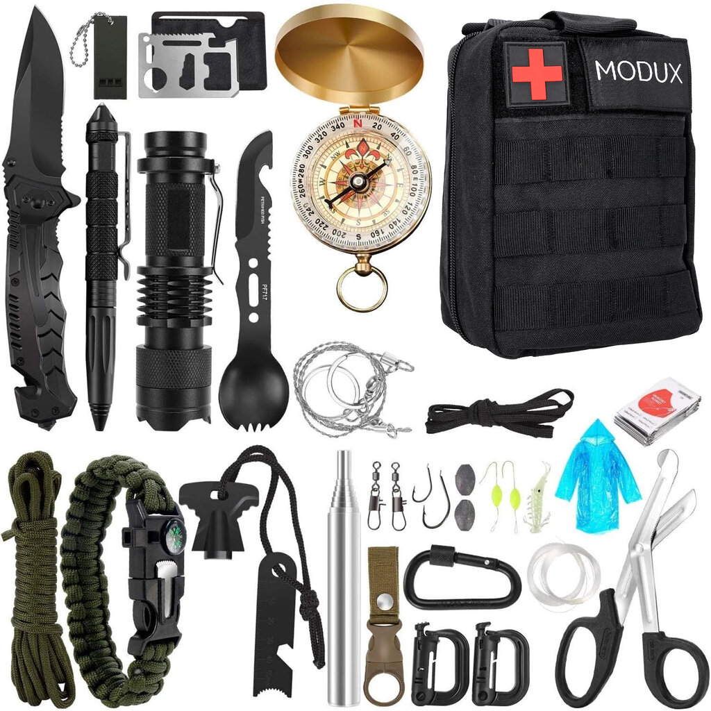 Taktikaline ellujäämiskomplekt "Survival bag" Modux 40-In-1 hind ja info | Taskunoad, multifunktsionaalsed tööriistad | kaup24.ee