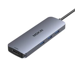 MOKiN Adapter Hub 8in1 USB-C to 2x 4K 60Hz HDMI + USB-C + USB 3.0 + SD + Micro SD (silver) цена и информация | Адаптеры и USB-hub | kaup24.ee