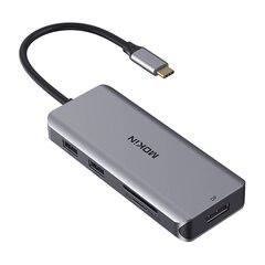 MOKiN Adapter|Docking Station 9 in 1 USB C to 2x USB 2.0 + USB 3.0 + 2x HDMI + DP + PD + SD + Micro SD (silver) цена и информация | Адаптеры и USB-hub | kaup24.ee